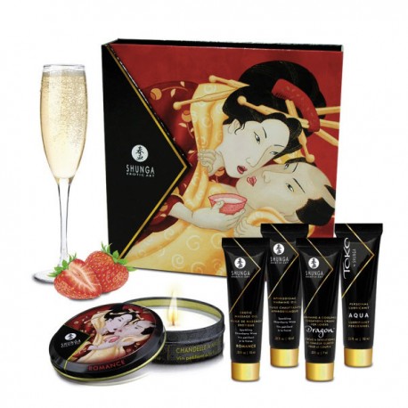Ensemble secrets de Geisha vin pétillant à la fraise SHUNGA